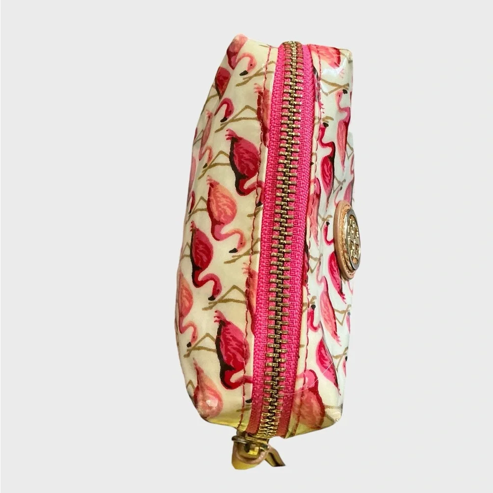 Tory Burch Flamingo Print Small Cosmetic Pouch Travel Makeup Bag